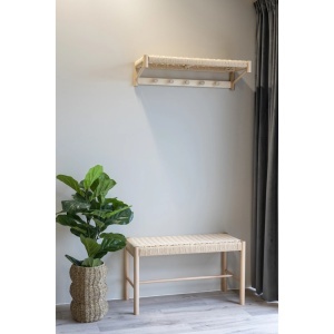 Cuier de perete pentru palarii Abano, Natural, 31x78x17 cm - Img 2