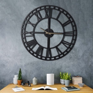 Dekoratív fém falióra, WATCH, fekete, 70x70 cm