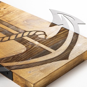 Fa és fém kép Anchor, dió, 41x58 cm - Img 4