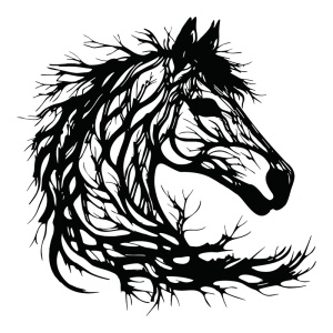 Fém fali dekoráció, Horsy, fekete, 0.2x60x60 cm - Img 1