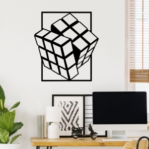 Fém fali kép Rubik's, fekete, 64x69 cm