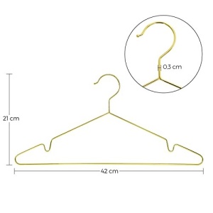 Fém vállfa szett, Songmics, arany, 42x0.3x20.5 cm, 20 db-os - Img 5