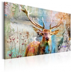 Festmény Deer on Wood, 120x80 cm