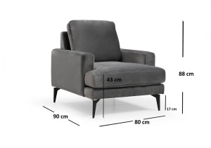 Fotel, Papira, antracit, 80x90x88 cm - Img 3