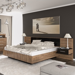 Franciaágy, Romilly 14381, fényes dió, 160x200 cm