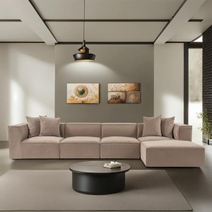 Jobbos sarokkanapé, Sora, cappuccino, 430x75x102 cm