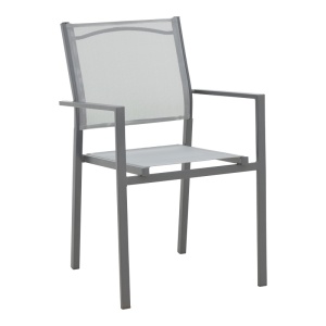 Kerti szék Confidence, antracit fém és szürke textil, 54x54x86 cm