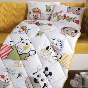 Komplett kiságy ágyneműhuzat garnitúra, Animals V1, 100% pamut, fekete - Img 3