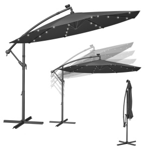 LED-es kerti napernyő, Songmics, szürke, 300x300x245 cm - Img 2