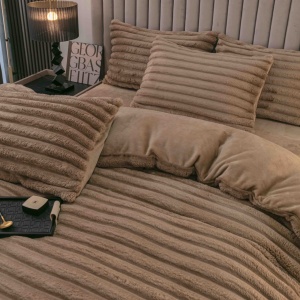 Lenjerie cocolino cu Elastic 180x200 Liny V13 Dark Beige (Cocolino) - Img 3