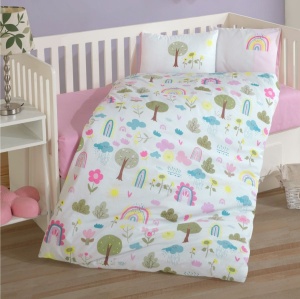 Lenjerie Patut Bebe Sun Flower Roz (Bumbac 100%)