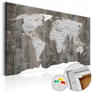 Parafa kép World of Wood [Cork Map], 120x80 cm