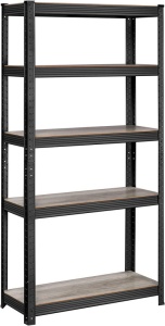 Polc 5 szintes, Songmics, 30 x 75 x 150 cm, fekete, GLR030B11