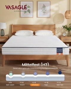 Saltea spuma cu memorie, mediu ferma Mosey Alb 200x140x16 cm