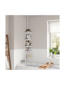 Sarokpolc fürdőszobába, Songmics, BCB001A, 85-305 cm, fehér - Img 3