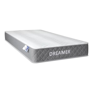 Set 3 piese Cadru de pat cu Saltea Dreamer 90x190cm si Dulap cu 2 usi Athos, Alb, 197.5x99x96 cm - Img 3