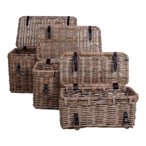 Set 3 piese Cufere depozitare Depok, Gri, 81x51x48 cm - Img 4
