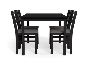 Set 5 piese Masa dining si Scaune Alicante, Negru, 74.5x110x70 cm - Img 4