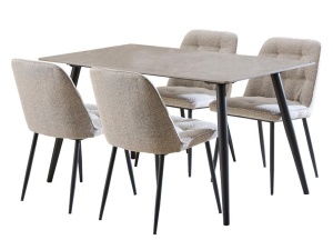 Set 5 piese Masa dining si Scaune Wicklow V2, Gri, 75x140x80 cm - Img 2
