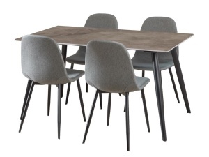 Set 5 piese Masa dining si Scaune Wicklow V5, Gri, 75x140x80 cm - Img 2