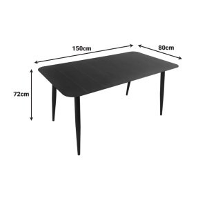 Set masa si scaune dining, 5 buc, Heven Vista, Pako, Negru 150x80x72 cm - Img 7