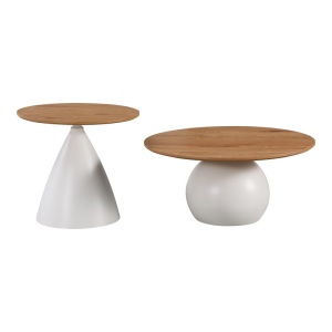 Set masute de cafea, 2 buc, Caple, Pako, Alb 70x70x46 cm - Img 3