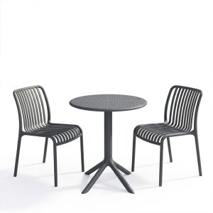 Set mobilier dining 3 piese Mercon Zoi, Antracit, 60x60x75 cm - Img 2