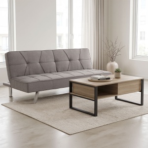 Set mobilier studenti canapea si masuta de cafea, 2 buc, Glide, Gri, 175x83x74 cm