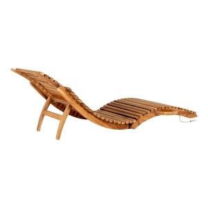 Sezlong reglabil pentru piscina Arrieta, Natural, 160x50x25 cm - Img 2