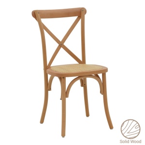 Szék, Dylon, rakásolható, dió és bükkfa, natúr rattan ülőfelülettel, 48x52x89 cm