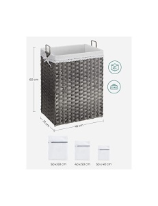 Szennyeskosár, Songmics, LCB390G01, 90L, szürke - Img 6