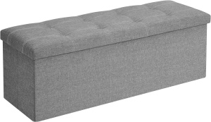 Tárolós pad, Otoman, Songmics, világosszürke, 110x38x38 cm