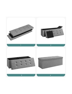 Tárolós pad, Songmics, LSF77G, szürke, 110x38x38 cm, 120 L - Img 5