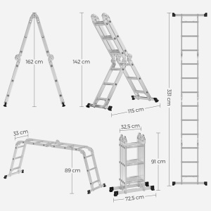 Többfunkciós létra, Songmics, 3.6 m, 150 kg, GLT36M - Img 5