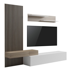 TV komód szett, Litende, fehér, 249.4x42.2x199.5 cm - Img 2