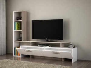 TV komód szett, Simal, fehér-cordoba - Img 2