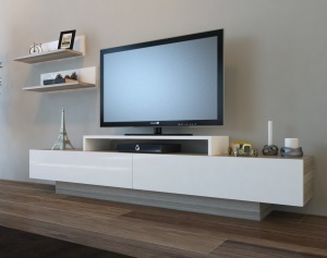 TV-szekrény, Lusi, Fehér, 180x40x31 cm