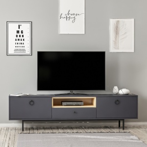 TV-szekrény, Naturel, Antracit - Img 2