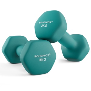 2 darabos súlyzó szett 2x3 kg, Songmics, türkiz, 20x9x8.5 cm - Img 2