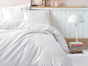 Ágyneműhuzat, Elegant Stripe, fehér, Deluxe szatén