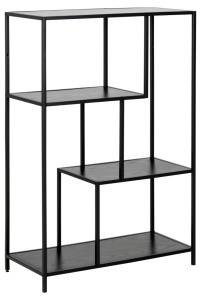 Biblioteca Seaford, Negru, 114x77x35 cm - Img 3