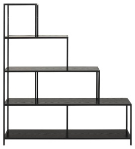 Biblioteca Seaford, Negru, 150x135x35 cm - Img 4