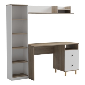 Birou cu biblioteca, Kontor, Pako, Alb 160x50x158.2 cm - Img 2