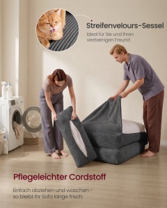 Canapea extensibila Camila, Gri ardezie, 89x195x40 cm - Img 3