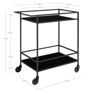 Carucior bar Vita, Negru, 68x40x79 cm - Img 3