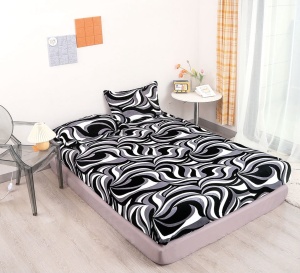 Cearsaf de pat Cocolino cu elastic si 2 fete de perna Black Illusion 180x200cm