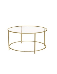Dohányzóasztal Vasagle, edzett üveg, 84x84x45 cm, LGT21G, sárga