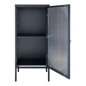 Dulap vitrina Adelaide, Negru, 35x50x110 cm
