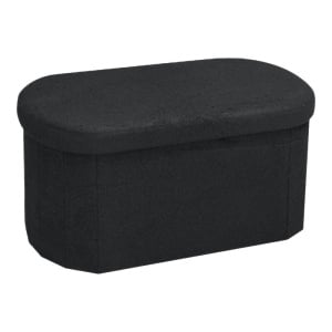 Előszobai pad tárolórekesszel, Ottoman Otto, boucle, sötétszürke, 76x38x38 cm