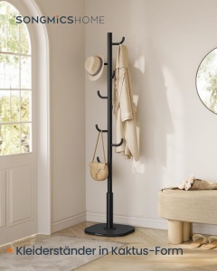 Fali fogas, Songmics, fekete, 40x40x175.3 cm - Img 2